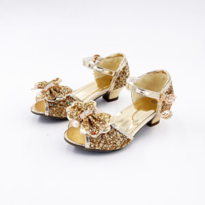 Mules à Nœuds et Paillettes Dorées